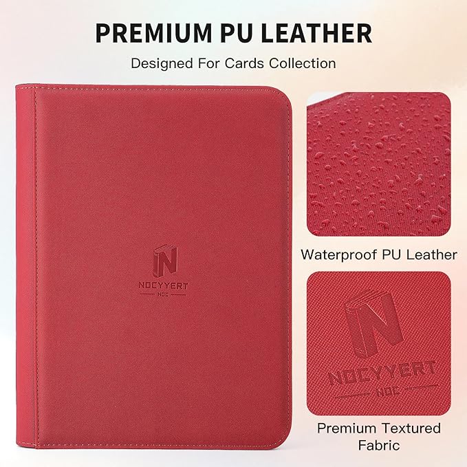 Trading Card Binder, Premium 9 Pocket 540 Double Sided Pocket Collection Binder, Card Album for TCG Card Holder for Game Card, Sports Card, Yugioh, MTG etc(Red)
