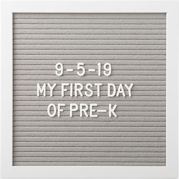 Pearhead Classic Wooden Letterboard, Gender-Neutral Baby Keepsake Nursery Décor, Photo Prop Message Board, Gray and White (Pack of 2)