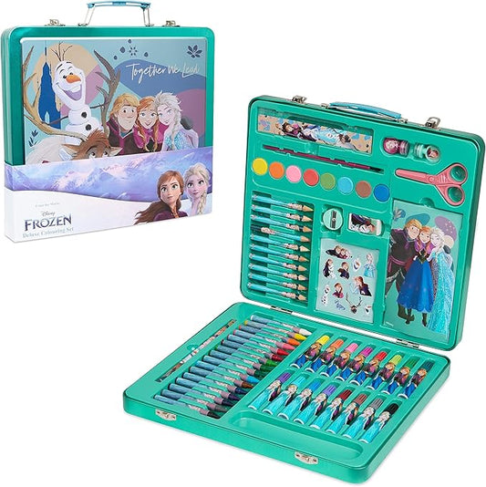 Disney Colored Pencils Art Supplies Drawing Kit School Supplies Painting Girls Drawing Pencils Art Kit Travel Case with Crayons Arts and Crafts for Kids 4-12 (Blue/Multi)