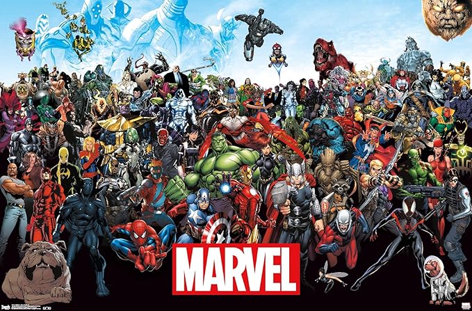 Marvel Comics The Marvel Lineup Wall Poster, 22.4L" x 14.7W", Premium Unframed Version