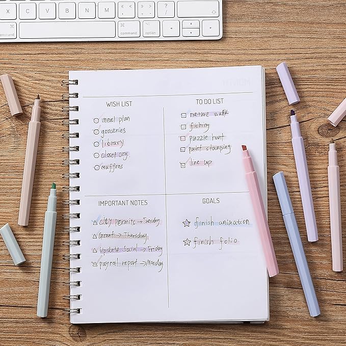 Mr. Pen- Aesthetic Highlighters, 6 Pack, Muted Pastel Color, Chisel Tip, No Bleed Bible Highlighter, Assorted Colors