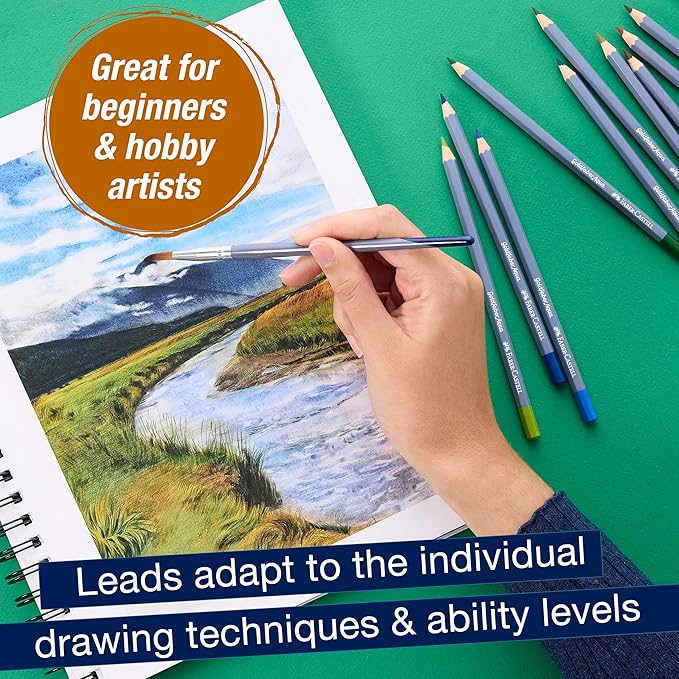Faber-Castell Goldfaber Aqua Watercolor Pencils: Landscape Colored Pencils for Portraits, Dual Use Wet or Dry, Break-Resistant Cores, Art Supplies for Teens & Adults (12 Count)
