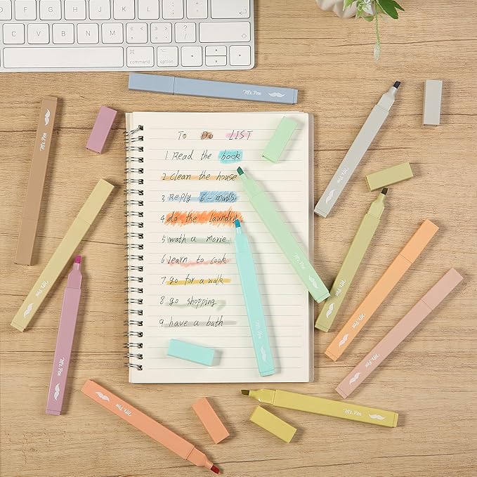 Mr. Pen Aesthetic Highlighters, 12 pcs, Chisel Tip, Vintage & Cute Assorted Colors, Bible Highlighters No Bleed