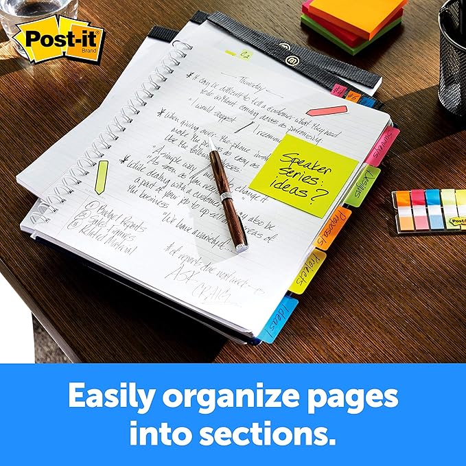 Post-it Tabs, 2 in, Solid, Assorted Colors, 6 Tabs/Color, 5 Colors, 30 Tabs/Pack (686-ROYGB) (Pack of 2)