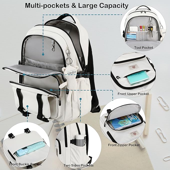 Hidds School Backpack for Teens Girls Women 3 PCS Kids Bookbag Set with Lunch Box College Laptop Backpacks Travel Daypack Bag