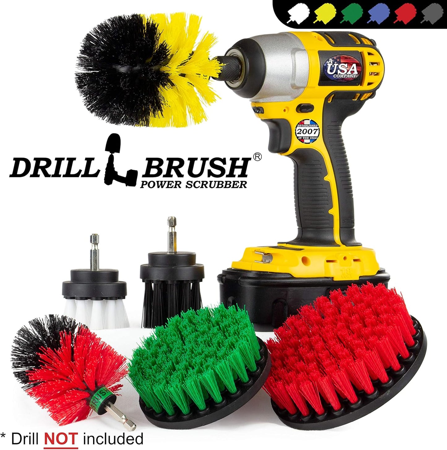 The Ultimate Drill Brush Cleaning Supplies Kit - Bathroom Accessories - Shower Cleaner - Bath Mat - Kitchen Accessories - Grout Cleaner - Dish Brush Set - Stove, Oven, Sink, Outdoor Drill Scrubber