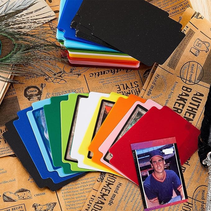 100 Pcs Trading Card Dividers Plastic Card Dividers, Multicolor Frosted Separator with Tabs Standard Vertical Compatible with MTG Games Sports TCG, 2.7 x 3.8 Inches