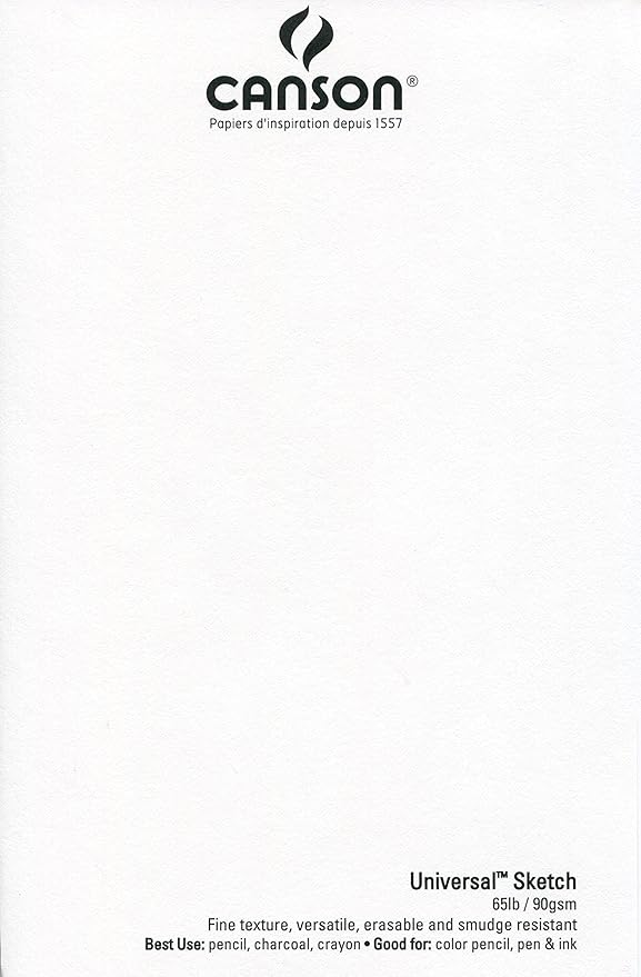 Canson 702-193 Universal Sketch Pad, Side Wire Bound, 11” x 14”, White