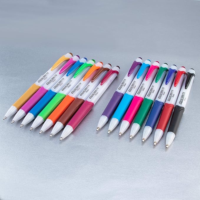 Pentel GlideWrite Ballpoint Pen, (1.0mm) Medium Line, Assorted Ink, Pack of 14 (BX910BP14M1)