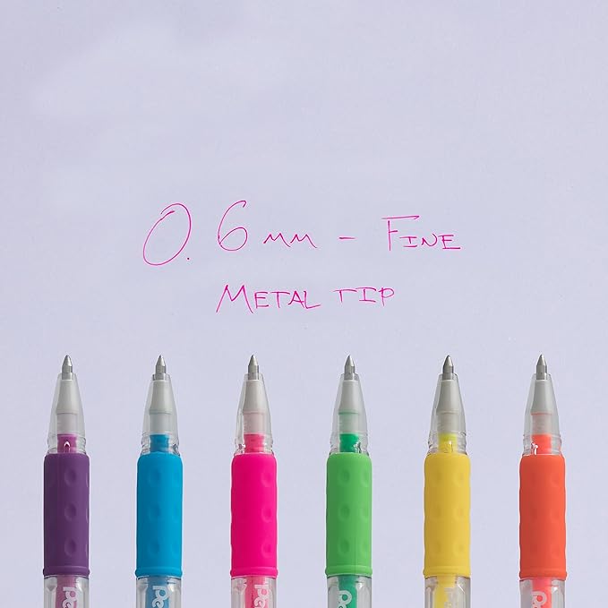 Pentel Solar Pop Neon Gel Pen, 0.6mm Fine Line, Assorted Colors, Pack of 4 (K96BP4M)