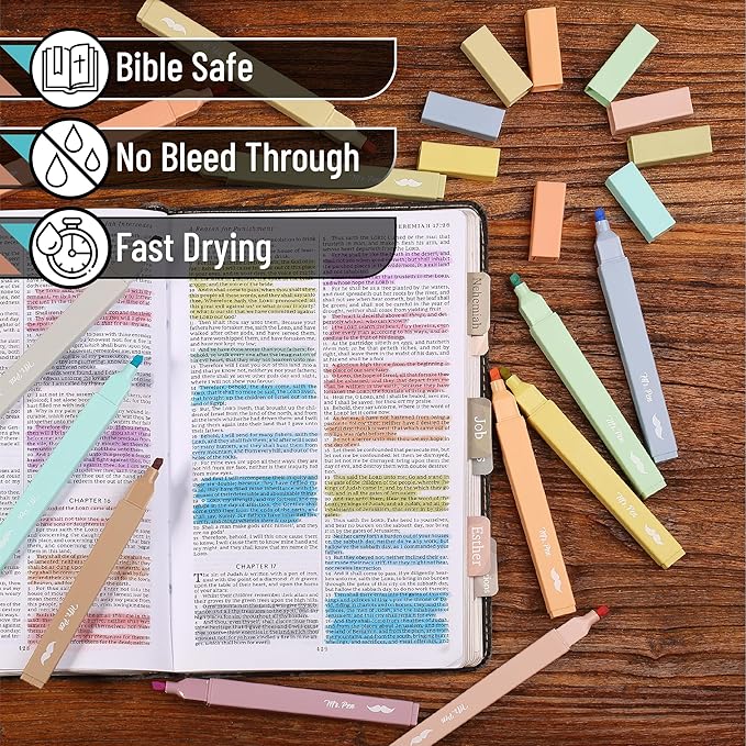 Mr. Pen Aesthetic Highlighters, 12 pcs, Chisel Tip, Vintage & Cute Assorted Colors, Bible Highlighters No Bleed