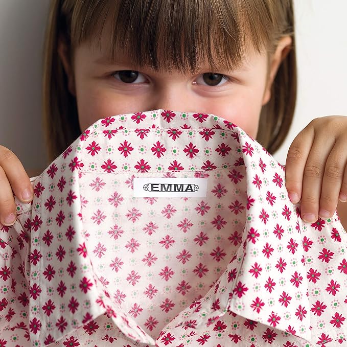 DYMO LetraTag Iron-On Fabric Labels | Authentic | 12 mm x 2 m Roll | Black Print on White | Iron-On Clothing Labels Ideal for Uniforms/Children's Clothing | for LetraTag Printers