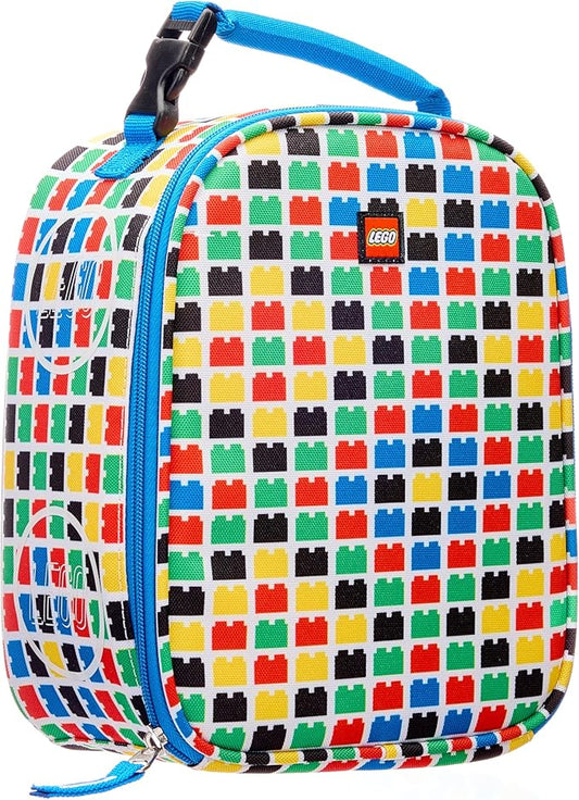 LEGO Kids Classic Heritage Lunch Box, Insulated Soft Reusable Lunch Bag Meal Container for Boys and Girls, Perfect for School or Travel, Meal Tote Keeps Food Cold, Checkered Brick