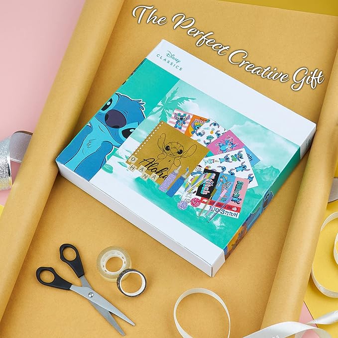 Disney Stitch Scrapbook Supplies Set for Girls Teenagers DIY Scrapbooking Supplies Arts Craft Kit with Stickers Stamps Glitter Gel Pens Journal Stitch Gifts