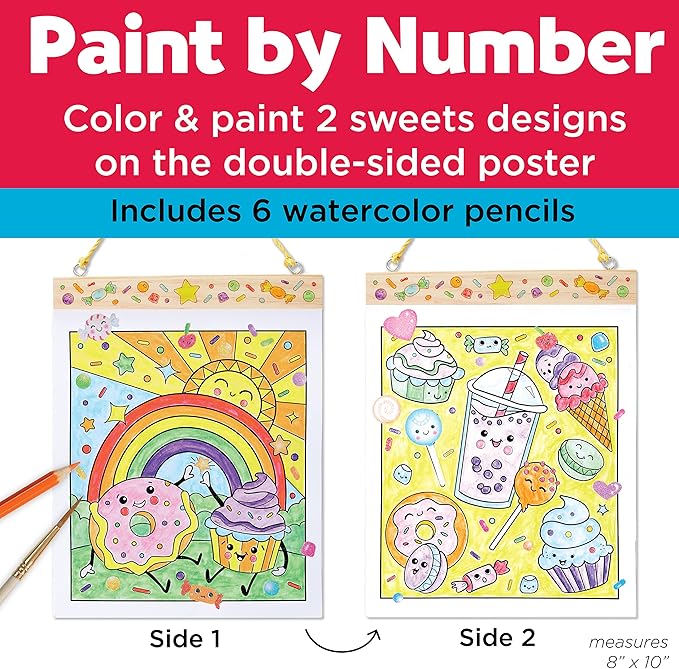 Faber-Castell Paint by Number Sweets - Kids Watercolor Paint by Number Craft (Ages 6+)