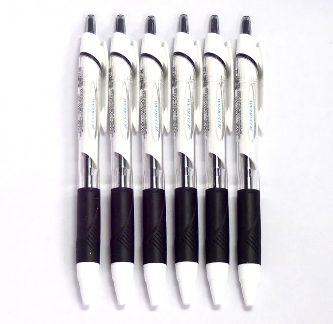 Uni Jetstream Standard Ballpoint Pen, 0.5 mm, Black Ink, White Body, 6 pens per Pack (Japan Import) [Komainu-Dou Original Package] by Uni-ball