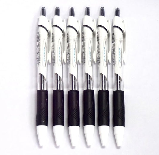 Uni Jetstream Standard Ballpoint Pen, 0.5 mm, Black Ink, White Body, 6 pens per Pack (Japan Import) [Komainu-Dou Original Package] by Uni-ball