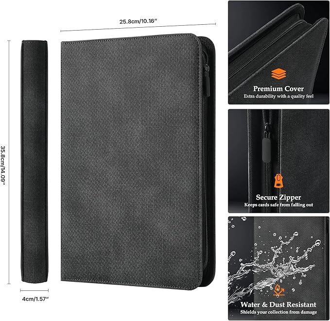 Trading Card Binder 9 Pocket - Premium Card Collection Binder for 360 Cards, Durable Side-Loading Card Album with Zipper, Perfect for TCG, MTG, and Sports Cards, Purple