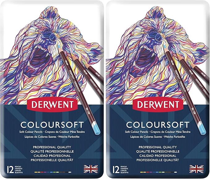 Derwent Colorsoft Pencils, 4mm Core, Metal Tin, 12 Count (0701026) (Pack of 2)