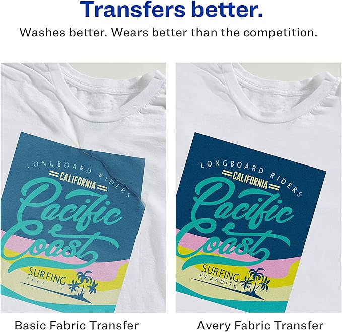 Avery Printable Heat Transfer Paper for Light Fabrics, 8.5" x 11", Inkjet Printer Compatible, 162 Sheets of Iron On Transfer Paper Total (9-Pack of 8938)