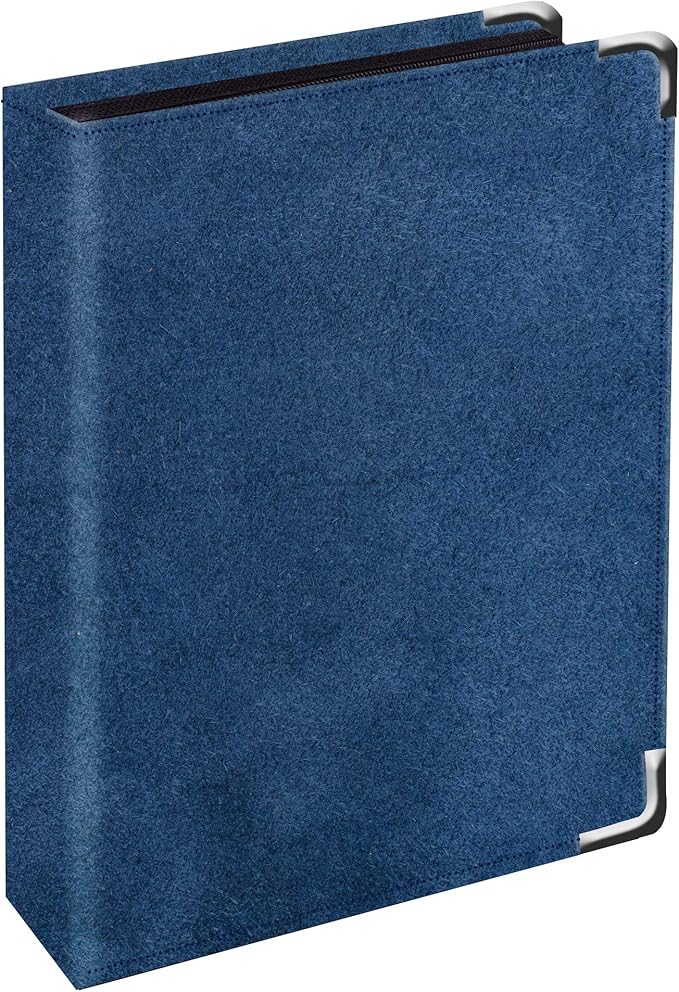 Leather Portfolio 3 Ring Binder with Zipper – Performore Professional Padfolio with Metal Corners, 1.25 Inch Rings, Faux Leather Organizer for Documents, Business, Legal Pads, Letter Size, Blue