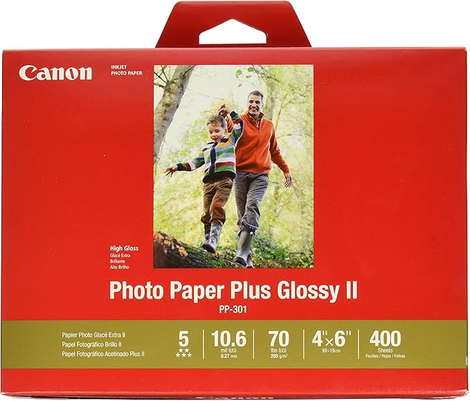 CanonInk Photo Paper Plus Glossy II 4" x 6" 400 Sheets (1432C007),(Pack of 6)