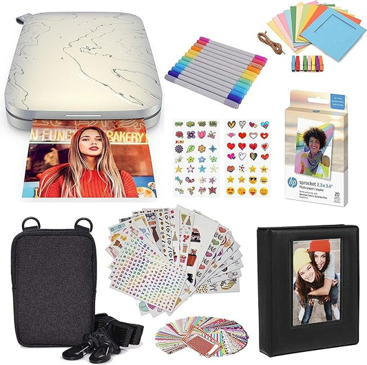 HP Sprocket Select Portable Instant Photo Printer for Android and iOS Devices (Eclipse) Starter Bundle