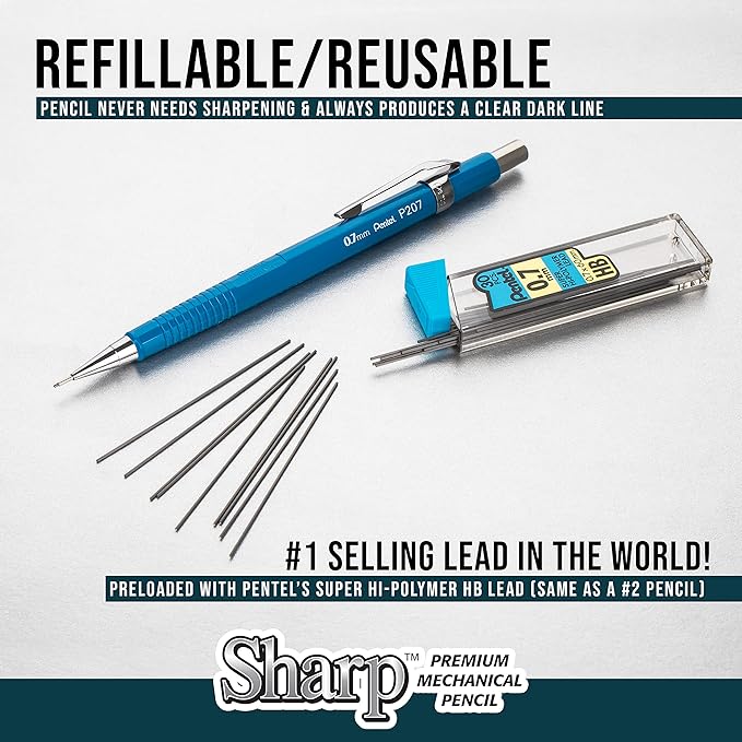 Pentel Sharp Mechanical Pencil, (0.9mm), Bold Line, Yellow Barrel, Pack of 4 (P209PF4G)