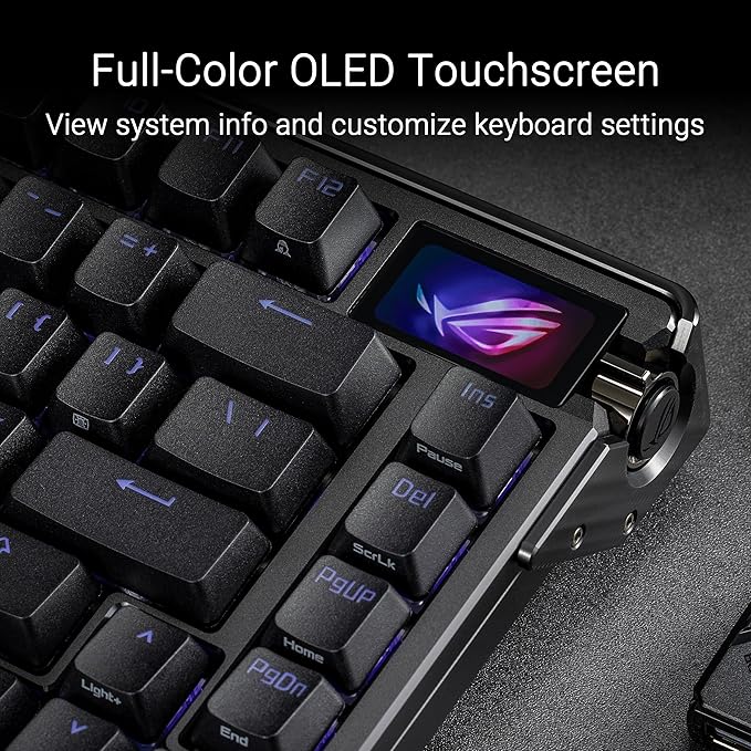 ASUS ROG Azoth Extreme Wireless Mechanical Gaming Keyboard – 75% TKL, ROG NX Snow Linear Switches, PBT Keycaps, Aluminum Chassis, Carbon Fiber, Gasket Mount, Color OLED Screen, PC/Mac Support - Black