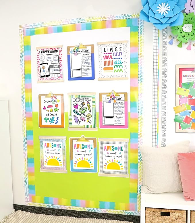 Carson Dellosa Creatively Inspired 17-Piece Classroom Display Bulletin Board Set, Colorful Clipboards, Frames, Bulletin Board Decorations, Inspirational Colorful Classroom Décor