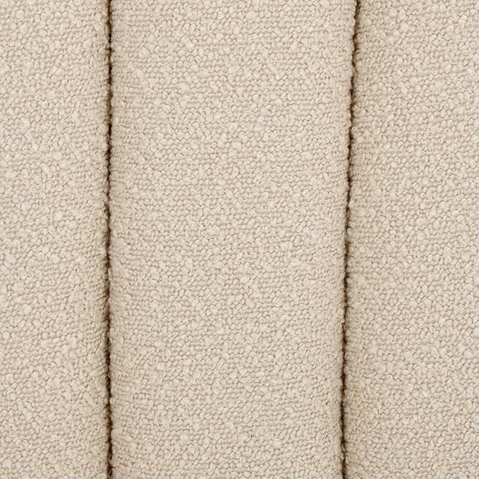 SAFAVIEH Home Collection Joseph Beige Boucle Channel Tufted Square Ottoman Seat Foot Rest (Fully Assembled)