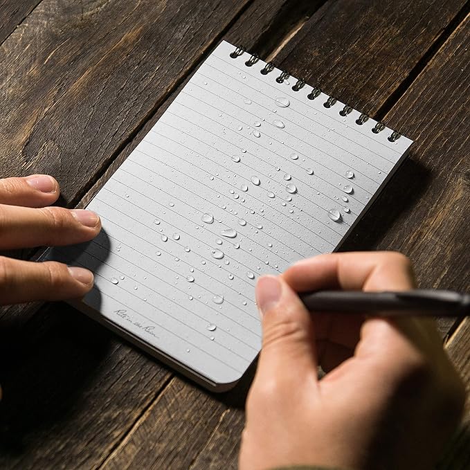 Rite In The Rain Weatherproof Top-Spiral Notebook, 4" x 6", Black Cover, Universal Pattern (No. 746-3), 3 Pack