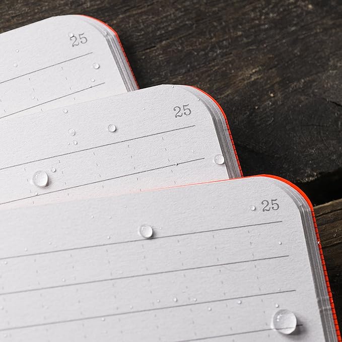 Rite In The Rain Weatherproof Stapled Notebook, 4.625" x 7", Orange Cover, Universal Pattern, 3 Pack (No. OR71FX)