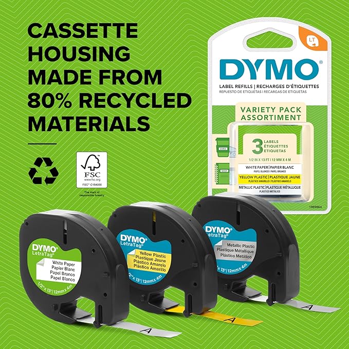 DYMO LetraTag 200B Bluetooth Label Maker, Compact Label Printer, Connects Through Bluetooth Wireless Technology to iOS and Android, Includes 1 White Paper Label Tape, Pistachio Yellow