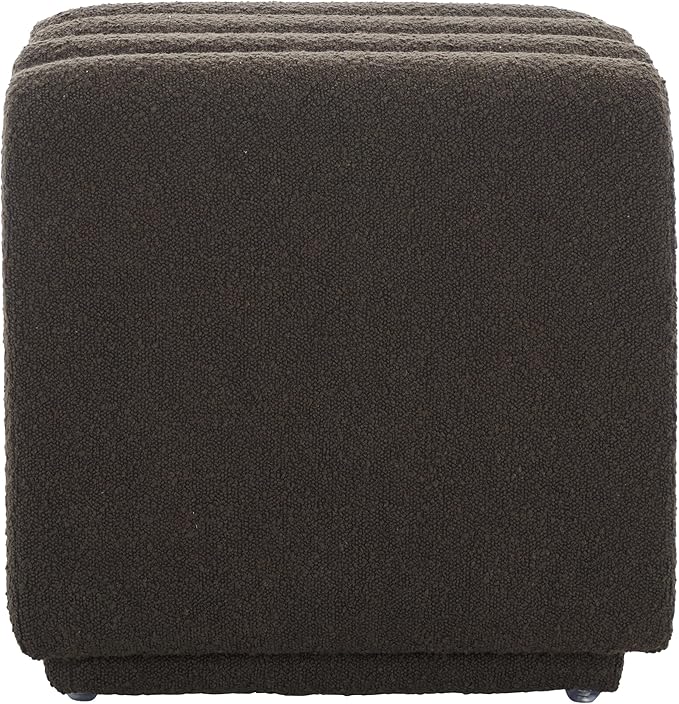 SAFAVIEH Home Collection Joseph Brown Boucle Channel Tufted Square Ottoman Seat Foot Rest (Fully Assembled)