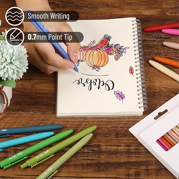 Mr. Pen- 12 Pack Retractable Gel Pens, Vintage & Colorful, Fine Tip 0.7mm