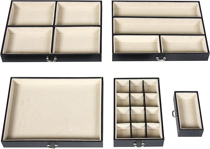 Best Choice Products Leather Box Organizer Storage With Mini Travel Case - Black