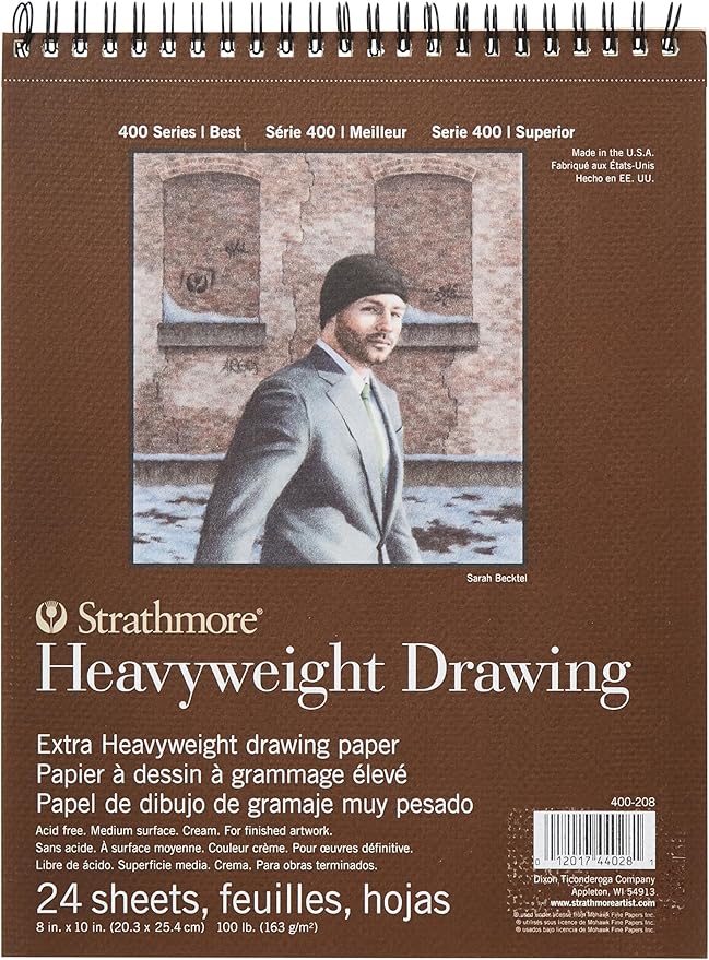 Strathmore 400 Series Heavyweight Drawing Pad, Medium Surface, 8"x10" Wire Bound, 24 Sheets