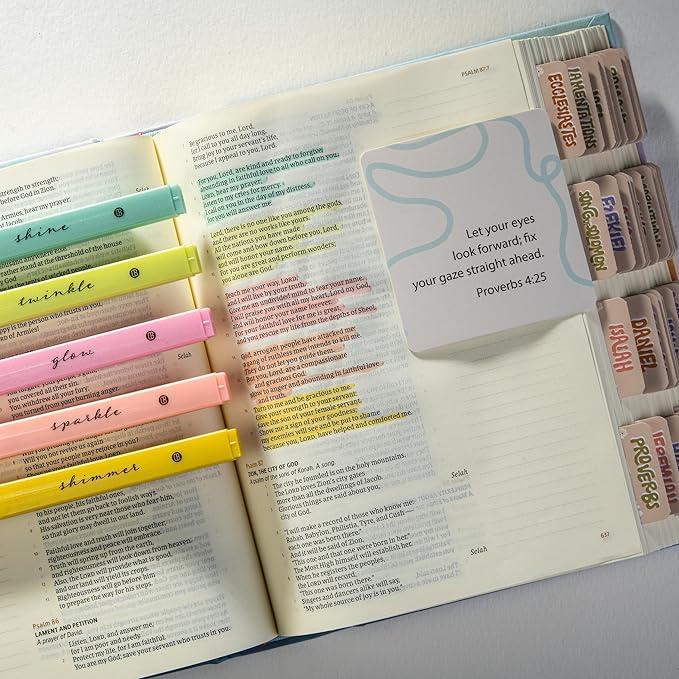 DIVERSEBEE Glitter Bible Highlighters with Soft Chisel Tip, 5 Pack Assorted Color Pens No Bleed, Quick Dry, Cute Aesthetic Marker Set for Bible Study Journaling Supplies (Sunshine)