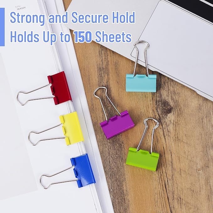 Mr. Pen- Colored Binder Clips, 1.25 inch, 50 Pack, Medium, Color Binder Clips Medium Size, Binder Clip, Paper Clips for Paperwork, Office Clips