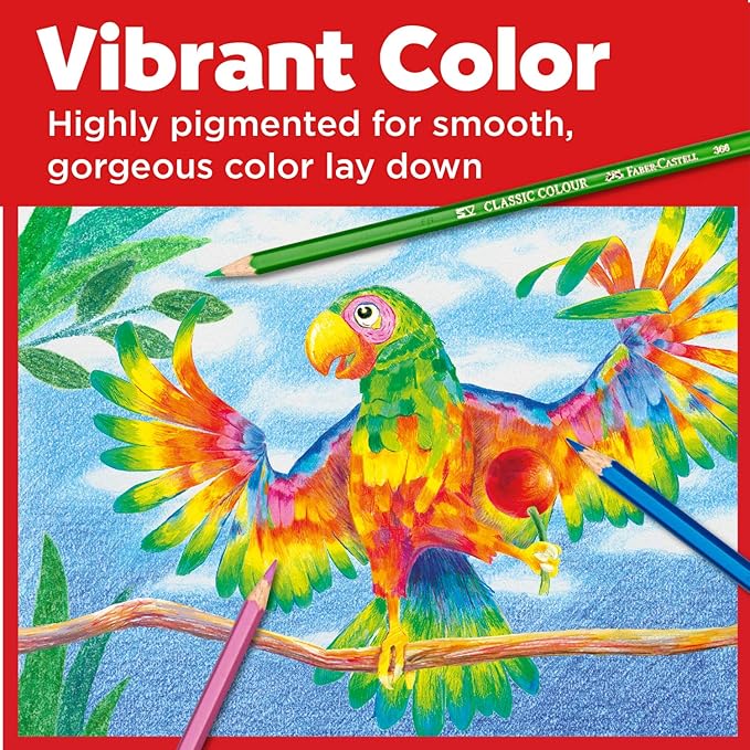 Faber-Castell Classic Colored Pencils Tin Set, 48 Vibrant Colors In Sturdy Metal Case