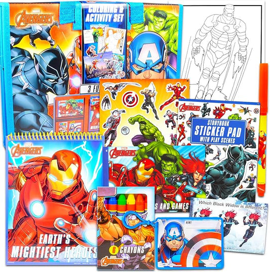 Marvel Avengers Drawing Activity Set - 30 Pc Arts & Crafts Travel Kit with Avengers Drawing Pad, Stickers, and More | Marvel Art Case Bundle for Kids.