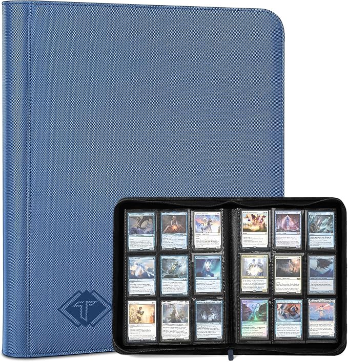 Trading Card Binder, Card Binder Album Folder Book Fit for MTG Baseball Football Sports Cards, Easy to Use Card Collection Binder (Blue, 432 Pockets)