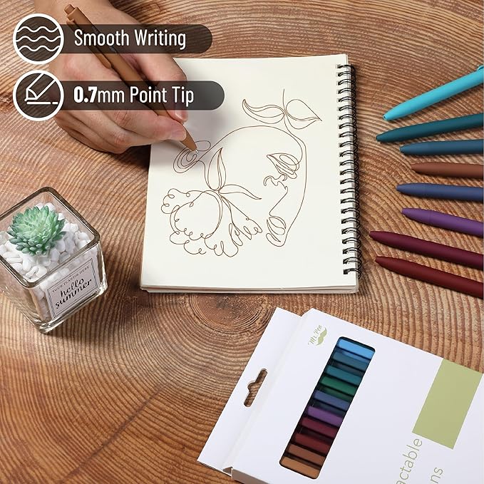 Mr. Pen- Retractable Gel Pens, 12 Pack, Dark Vintage Gel Pens Fine Point 0.7mm, Aesthetic Pens for Journaling Fine Tip Pens