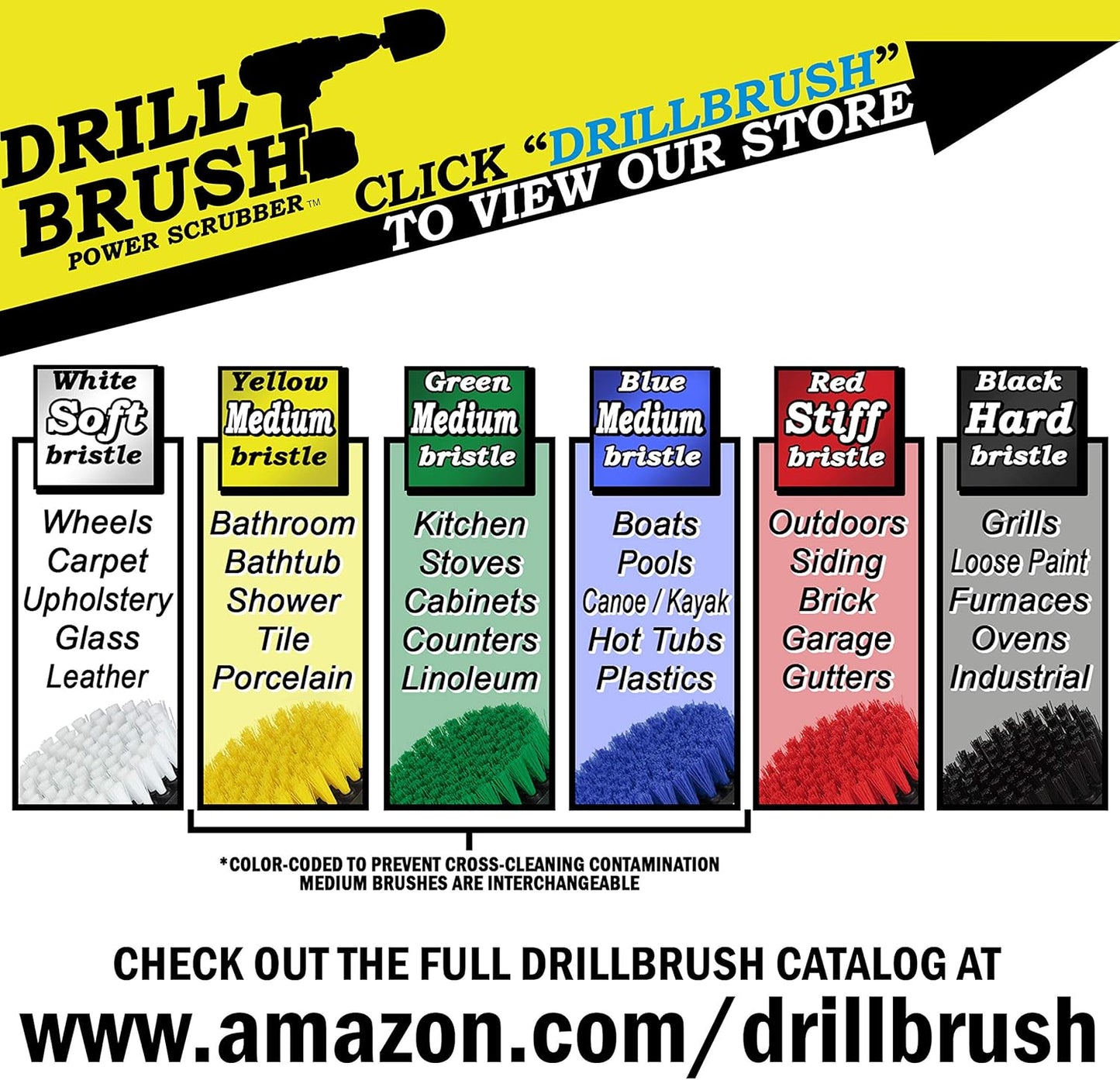The Ultimate Drill Brush Cleaning Supplies Kit - Bathroom Accessories - Shower Cleaner - Bath Mat - Kitchen Accessories - Grout Cleaner - Dish Brush Set - Stove, Oven, Sink, Outdoor Drill Scrubber