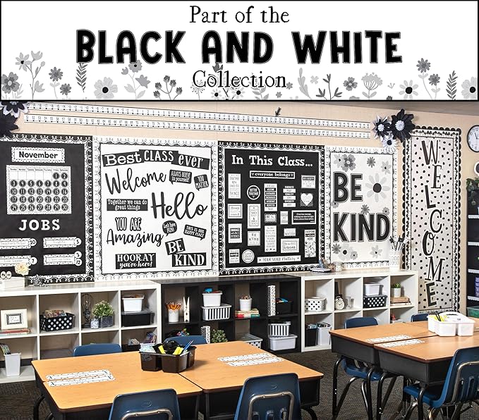 Teacher Created Resources Black and White Floral Be Kind Bulletin Board (TCR6801)