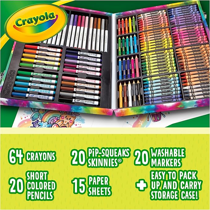 Crayola Inspiration Art Case Coloring Set - Tie-Dye (140ct), Essential Easter Basket Stuffers, Art Supplies Set For Kids, Travel Drawing Kit, Gift for Girls & Boys, Ages 5+ [Amazon Exclusive]