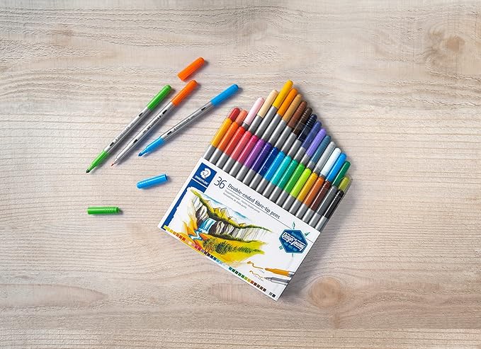Staedtler Double Ended Markers, Assorted Bullet Tips, Assorted Colors, 36/Pack