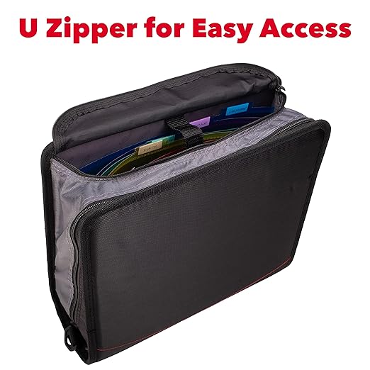 Case-it King Sized Binder 4-Inch D-Ring Jet Black | 800 Sheet Capacity | 5 Subject File Folder | With Shoulder Strap | Pack of 4