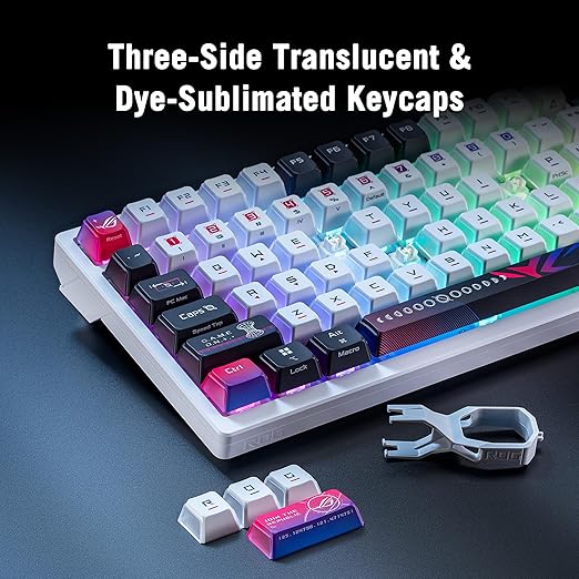 ASUS ROG Azoth X Wireless Mechanical Gaming Keyboard – 75% TKL, Tri-Mode Connectivity, Hot Swappable Pre-lubed ROG NX V2 Snow Linear Switches, South-Facing PCB, PBT Keycaps, PC/Mac Support - White